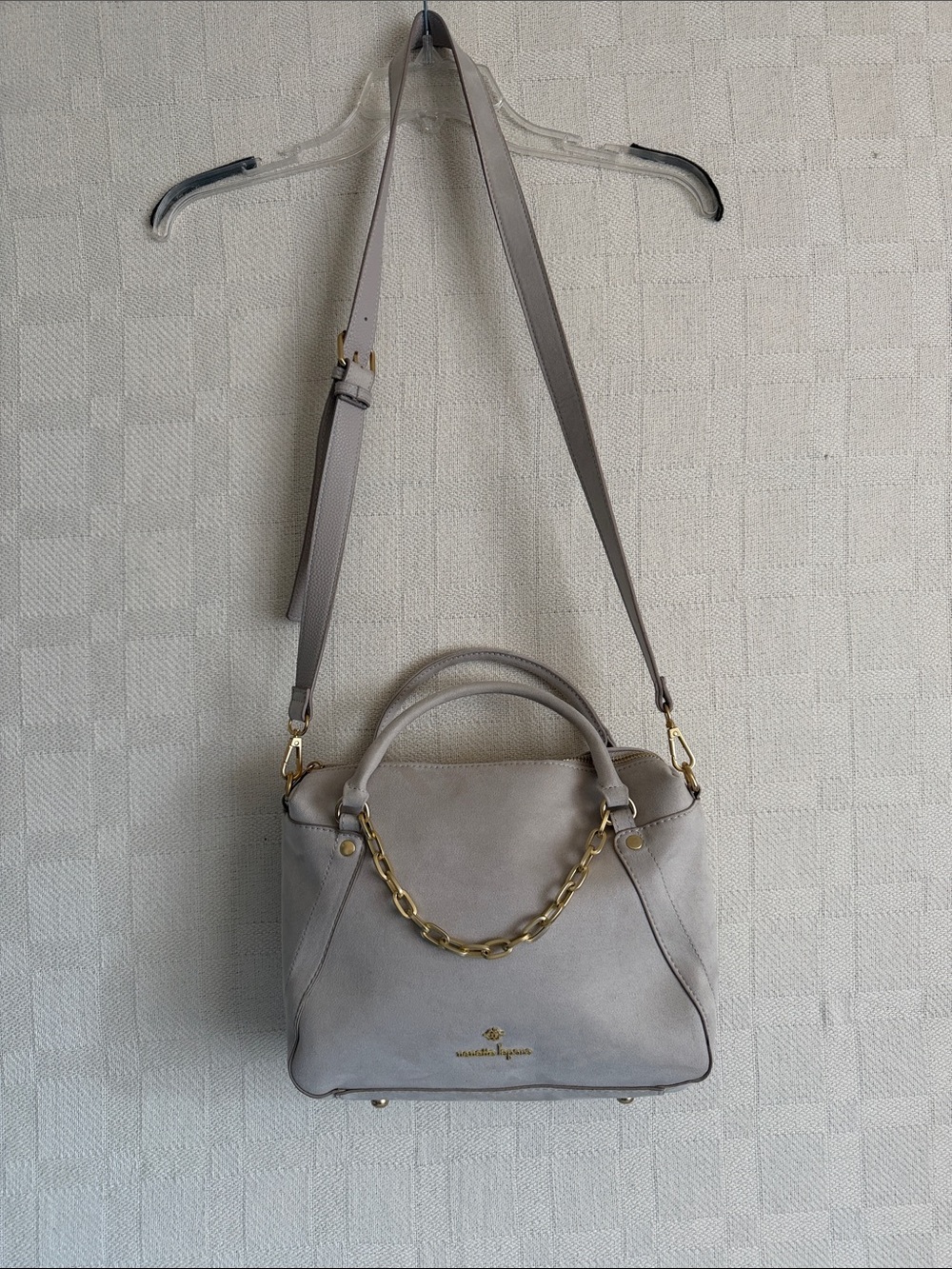 Nanette Lepore Taupe Shoulder Satchel with Gold Chain